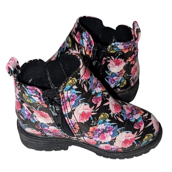Little Girls Blowfish Malibu Rainy Day Black Starbella Floral Zip Ankle Boots 5 - Picture 1 of 8